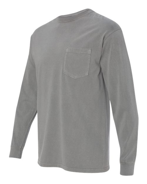 Comfort Colors 4410 - Unisex Garment-Dyed Heavyweight Long Sleeve Pocket T-Shirt - Grey