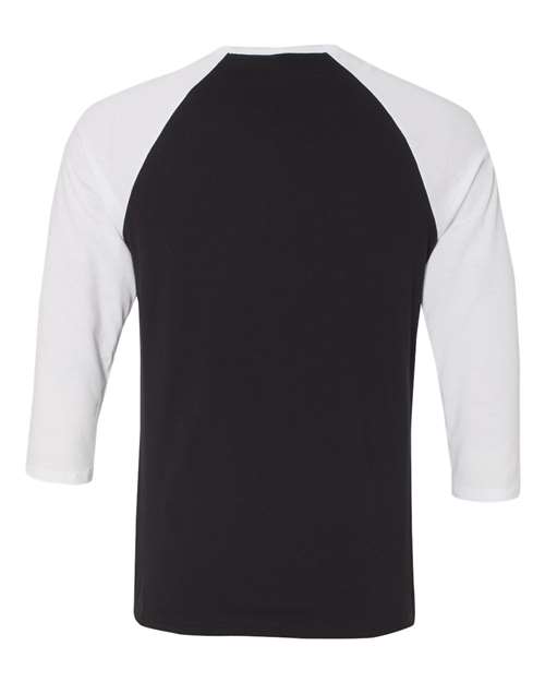 BELLA + CANVAS 3200 - Unisex Three-Quarter Sleeve Baseball Tee - Black/ White