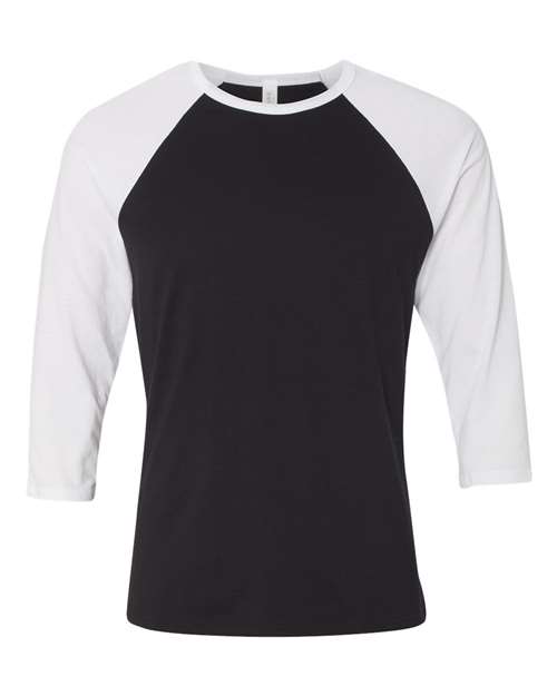 BELLA + CANVAS 3200 - Unisex Three-Quarter Sleeve Baseball Tee - Black/ White