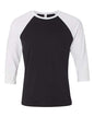 BELLA + CANVAS 3200 - Unisex Three-Quarter Sleeve Baseball Tee - Black/ White