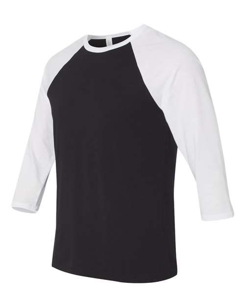 BELLA + CANVAS 3200 - Unisex Three-Quarter Sleeve Baseball Tee - Black/ White