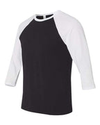 BELLA + CANVAS 3200 - Unisex Three-Quarter Sleeve Baseball Tee - Black/ White