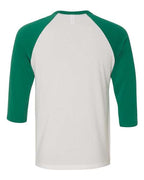 BELLA + CANVAS 3200 - Unisex Three-Quarter Sleeve Baseball Tee - White/ Kelly