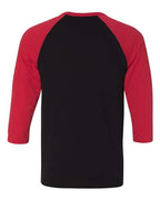 BELLA + CANVAS 3200 - Unisex Three-Quarter Sleeve Baseball Tee - Black/ Red