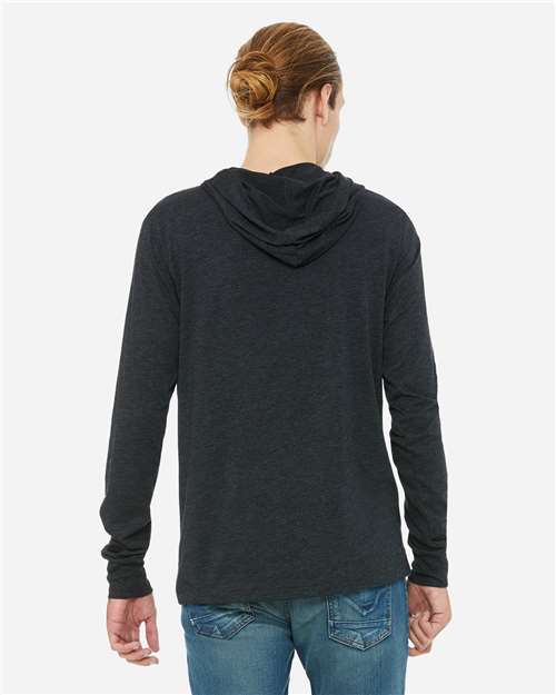 BELLA + CANVAS 3512 - Unisex Jersey Hooded Long Sleeve Tee - Charcoal Black Triblend