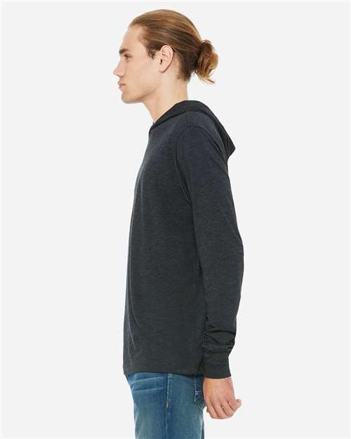 BELLA + CANVAS 3512 - Unisex Jersey Hooded Long Sleeve Tee - Charcoal Black Triblend