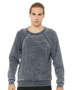 BELLA + CANVAS 3901 - Unisex Sponge Fleece Raglan Crewneck Sweatshirt - Grey Acid Wash