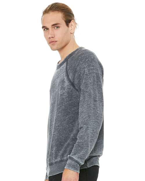BELLA + CANVAS 3901 - Unisex Sponge Fleece Raglan Crewneck Sweatshirt - Grey Acid Wash