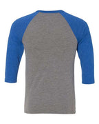 BELLA + CANVAS 3200 - Unisex Three-Quarter Sleeve Baseball Tee - Grey/ True Royal Triblend