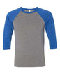 BELLA + CANVAS 3200 - Unisex Three-Quarter Sleeve Baseball Tee - Grey/ True Royal Triblend
