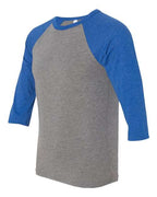 BELLA + CANVAS 3200 - Unisex Three-Quarter Sleeve Baseball Tee - Grey/ True Royal Triblend
