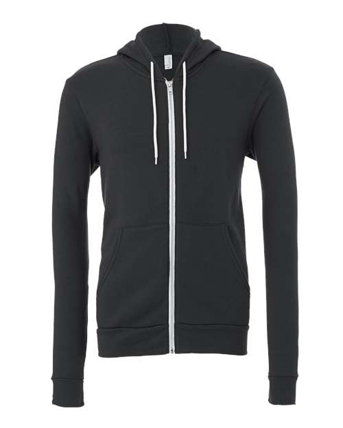 BELLA + CANVAS 3739 - Unisex Sponge Fleece Full-Zip Hoodie Sweatshirt - Dark Grey