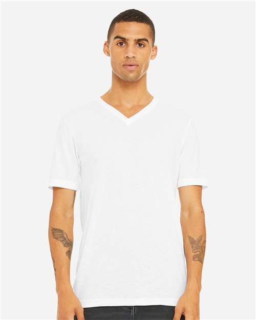 BELLA + CANVAS 3415 - Unisex Triblend V-Neck Tee - Solid White Triblend