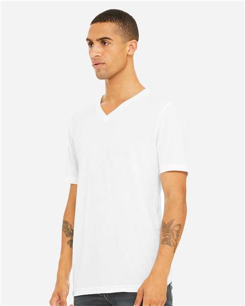 BELLA + CANVAS 3415 - Unisex Triblend V-Neck Tee - Solid White Triblend