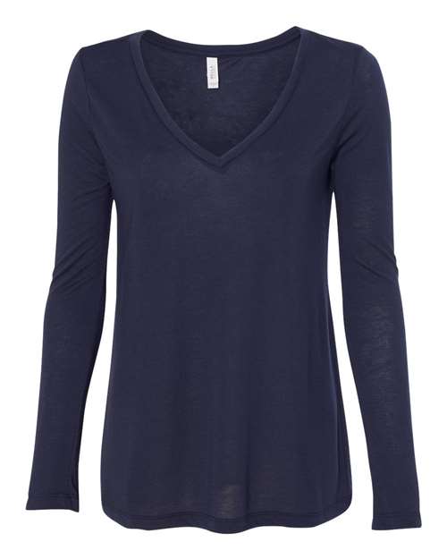 BELLA + CANVAS 8855 — Women's Flowy Long Sleeve V-Neck Tee - Midnight