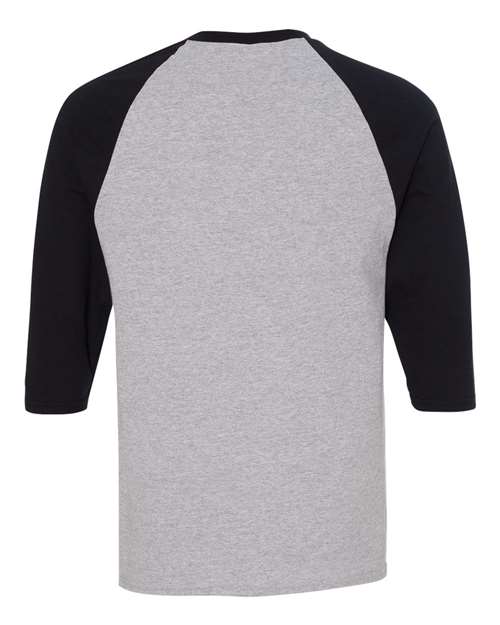 Gildan 5700 - Unisex Heavy CottonTM Raglan Three-Quarter Sleeve T-Shirt - Sport Grey/ Black
