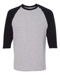 Gildan 5700 - Unisex Heavy CottonTM Raglan Three-Quarter Sleeve T-Shirt - Sport Grey/ Black