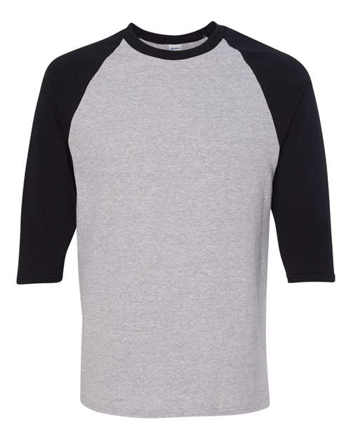Gildan 5700 - Unisex Heavy CottonTM Raglan Three-Quarter Sleeve T-Shirt - Sport Grey/ Black
