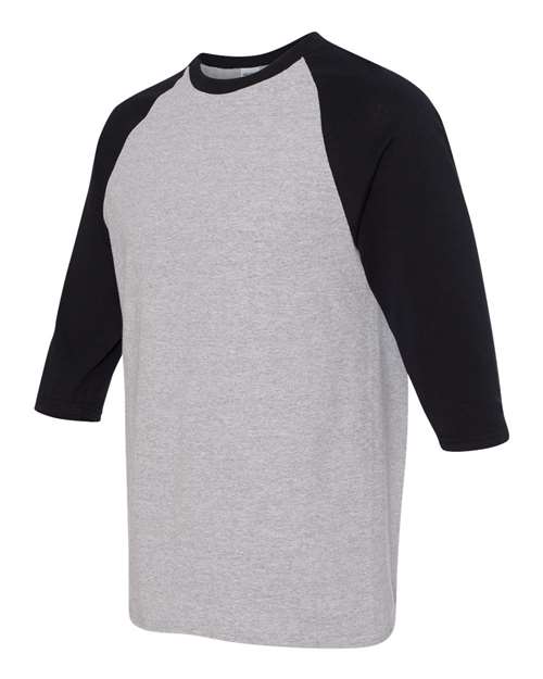 Gildan 5700 - Unisex Heavy CottonTM Raglan Three-Quarter Sleeve T-Shirt - Sport Grey/ Black