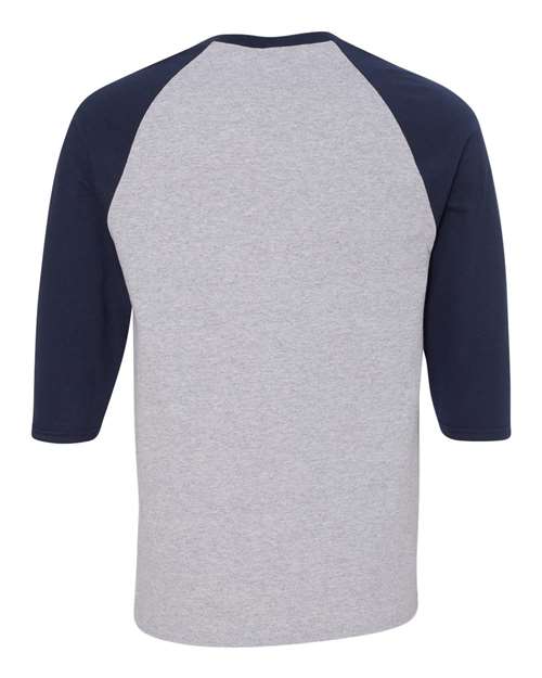 Gildan 5700 - Unisex Heavy CottonTM Raglan Three-Quarter Sleeve T-Shirt - Sport Grey/ Navy