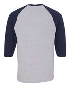 Gildan 5700 - Unisex Heavy CottonTM Raglan Three-Quarter Sleeve T-Shirt - Sport Grey/ Navy