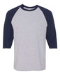 Gildan 5700 - Unisex Heavy CottonTM Raglan Three-Quarter Sleeve T-Shirt - Sport Grey/ Navy