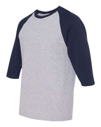 Gildan 5700 - Unisex Heavy CottonTM Raglan Three-Quarter Sleeve T-Shirt - Sport Grey/ Navy