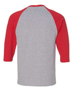 Gildan 5700 - Unisex Heavy CottonTM Raglan Three-Quarter Sleeve T-Shirt - Sport Grey/ Red