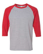 Gildan 5700 - Unisex Heavy CottonTM Raglan Three-Quarter Sleeve T-Shirt - Sport Grey/ Red
