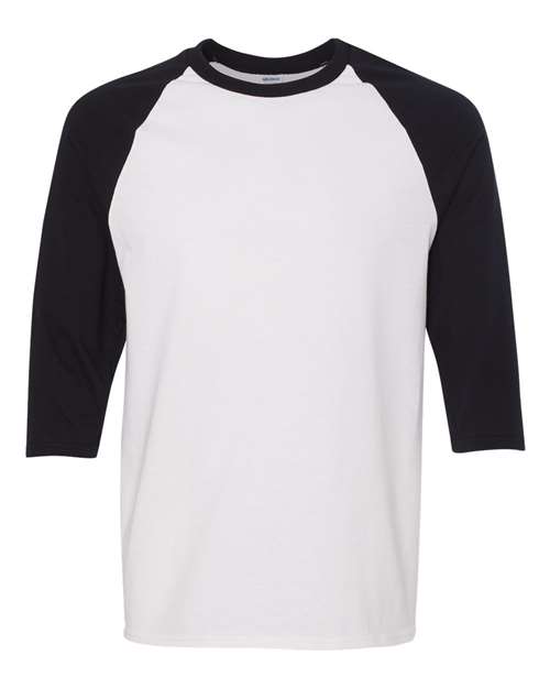 Gildan 5700 - Unisex Heavy CottonTM Raglan Three-Quarter Sleeve T-Shirt - White/ Black