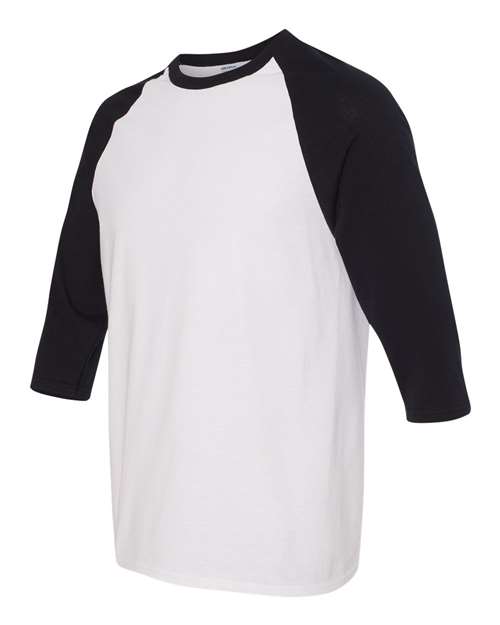 Gildan 5700 - Unisex Heavy CottonTM Raglan Three-Quarter Sleeve T-Shirt - White/ Black