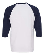 Gildan 5700 - Unisex Heavy CottonTM Raglan Three-Quarter Sleeve T-Shirt - White/ Navy