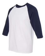 Gildan 5700 - Unisex Heavy CottonTM Raglan Three-Quarter Sleeve T-Shirt - White/ Navy