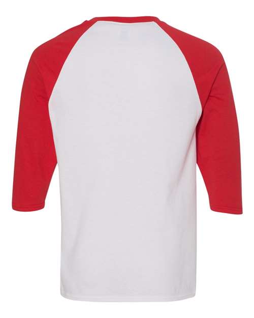 Gildan 5700 - Unisex Heavy CottonTM Raglan Three-Quarter Sleeve T-Shirt - White/ Red