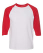 Gildan 5700 - Unisex Heavy CottonTM Raglan Three-Quarter Sleeve T-Shirt - White/ Red