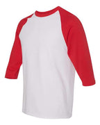 Gildan 5700 - Unisex Heavy CottonTM Raglan Three-Quarter Sleeve T-Shirt - White/ Red