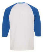 Gildan 5700 - Unisex Heavy CottonTM Raglan Three-Quarter Sleeve T-Shirt - White/ Royal