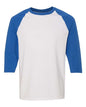 Gildan 5700 - Unisex Heavy CottonTM Raglan Three-Quarter Sleeve T-Shirt - White/ Royal