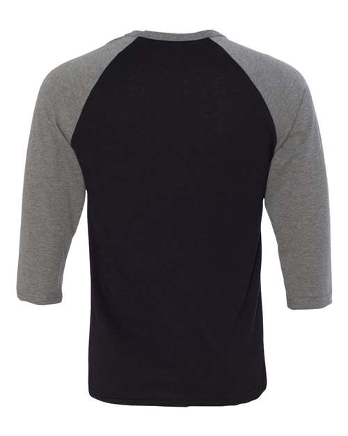 BELLA + CANVAS 3200 - Unisex Three-Quarter Sleeve Baseball Tee - Black/ Deep Heather