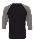 BELLA + CANVAS 3200 - Unisex Three-Quarter Sleeve Baseball Tee - Black/ Deep Heather