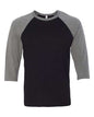 BELLA + CANVAS 3200 - Unisex Three-Quarter Sleeve Baseball Tee - Black/ Deep Heather