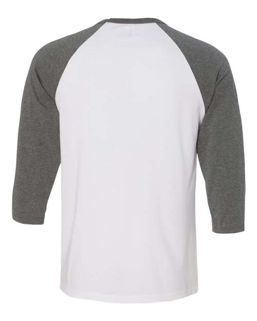 BELLA + CANVAS 3200 - Unisex Three-Quarter Sleeve Baseball Tee - White/ Deep Heather