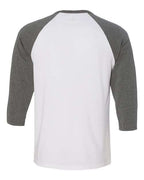 BELLA + CANVAS 3200 - Unisex Three-Quarter Sleeve Baseball Tee - White/ Deep Heather