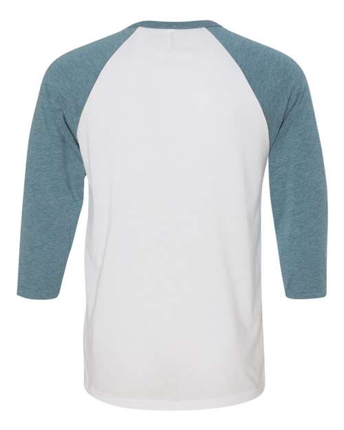 BELLA + CANVAS 3200 - Unisex Three-Quarter Sleeve Baseball Tee - White/ Denim