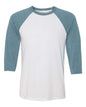 BELLA + CANVAS 3200 - Unisex Three-Quarter Sleeve Baseball Tee - White/ Denim