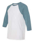 BELLA + CANVAS 3200 - Unisex Three-Quarter Sleeve Baseball Tee - White/ Denim