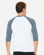 BELLA + CANVAS 3200 - Unisex Three-Quarter Sleeve Baseball Tee - White/ Denim