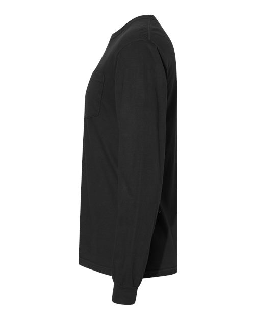 Comfort Colors 4410 - Unisex Garment-Dyed Heavyweight Long Sleeve Pocket T-Shirt - Black