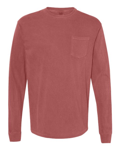 Comfort Colors 4410 - Unisex Garment-Dyed Heavyweight Long Sleeve Pocket T-Shirt - Brick