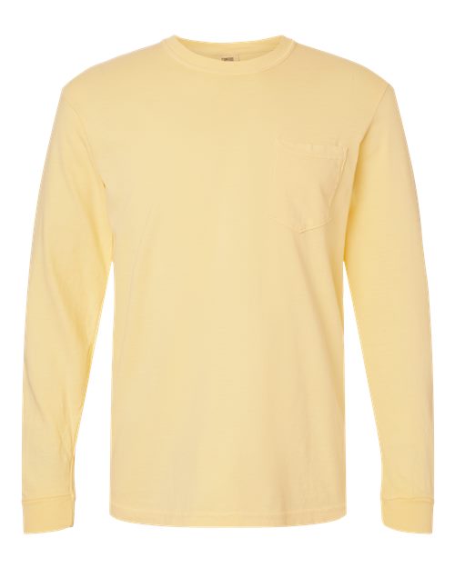 Comfort Colors 4410 - Unisex Garment-Dyed Heavyweight Long Sleeve Pocket T-Shirt - Butter